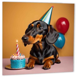 Dachshund Birthday Card - 147mm x 147mm