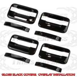 Trims Express 2004-2014 Ford F-150 4 Door Handle Covers no PSKH w/keypad cutout Gloss Black