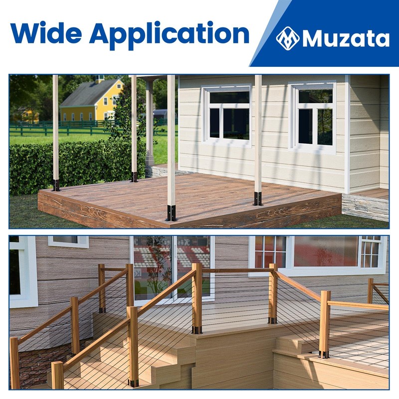 Muzata 4Pack Adjustable Post Base Brackets Fit 1.5x1.5 2x2 2x4
