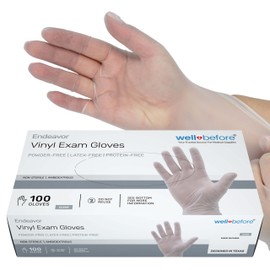 Well Before Clear Vinyl Gloves - XLarge 100 Ct. Disposable Powder-Free and Latex-Free Gloves