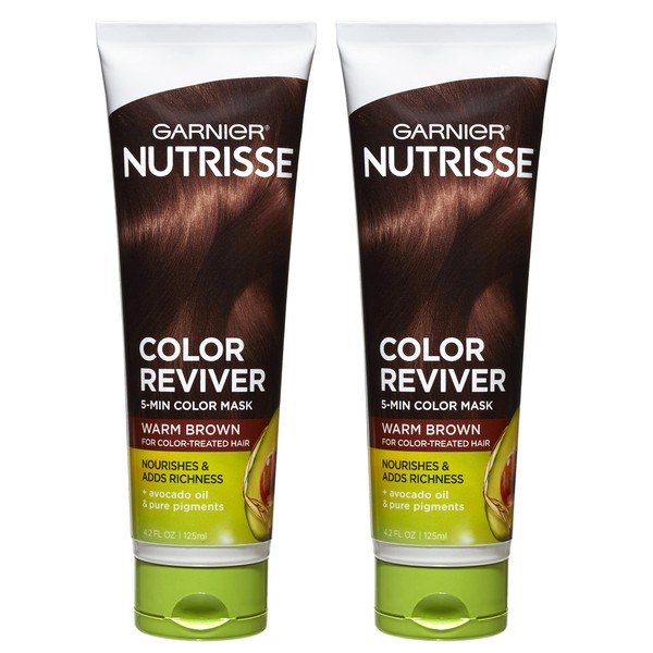 Garnier Hair Color Nutrisse Color Reviver 5 MIN Color Mask, Warm Brown for Color Treated Hair to Nourish & Adds Richness (For Mahogany and Chestnut Browns), 4.2 Fl Oz, 2 Count (Packaging May Vary)