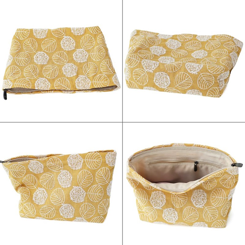 BBORGDC Floral Cotton Embroidered Makeup Bag - Large Capacity Travel