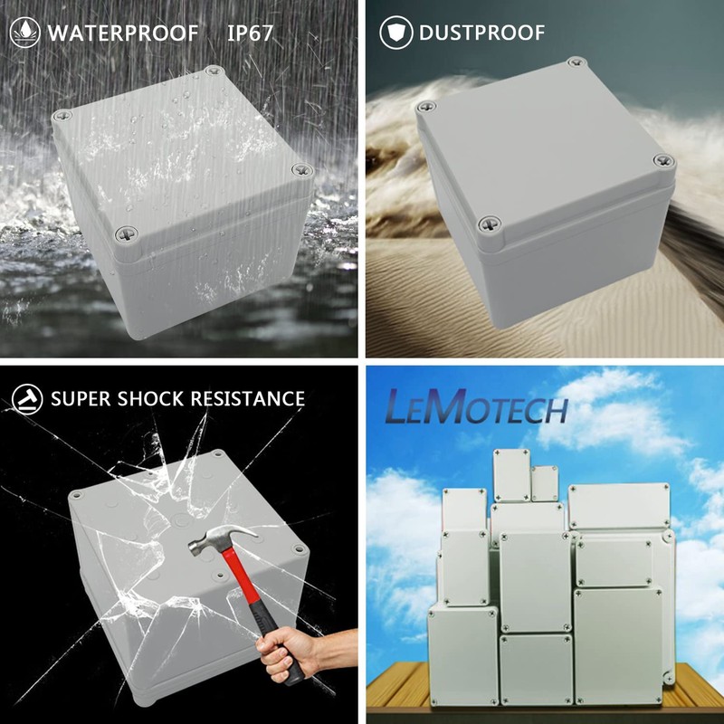LeMotech Junction Box IP67 Waterproof Dustproof ABS Plastic Project Box