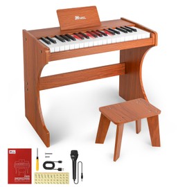 Kids Keyboard, 37 Keys Digital for Kids, Mini Music Educational Instrument Toy, Wood for Toddlers Girls Boys (Brown)