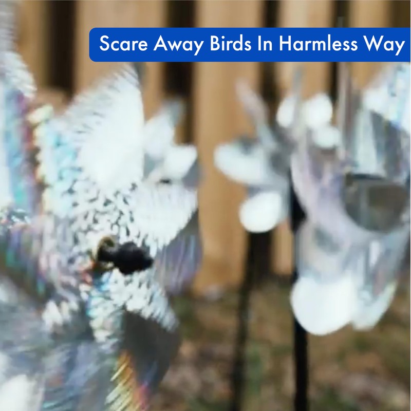 8-Pack Bird Deterrents for Outside - Reflective Pin Wheels for