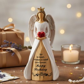 NAN ZAI NAN FANG 50th Birthday Gifts for Women Angel Gift for Mom Sister Wife Friend Besties Unusual 50 Years Old Gifts Iedas Female 7.5" Resin Sculpted Hand-Painted Figure Angel Statues