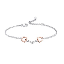 YFN Horse Snaffle Bit Adjustable Bracelet Anklet Rose Tone Sterling Silver Stirrup Bracelet Anklet Gifts for Horse Lover Women Girls Men (Rose Gold Anklet)