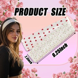 6pcs 2 Inch Thick Fabric Headbands for Women - Non Slip Elastic Hair Bands for Short Hair, Soft Floral Stripe Heart Pattern Cute Accessories for Girls Valentine's Day (Orange floral pattern)
