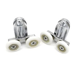 Shower Door Fixing Pulleys in Chrome -2x Bottom - Fits Glass 4-6mm (Lower Wheel (23mm) 2pcs)