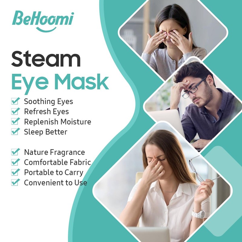 BeHoomi 30Packs Steam Eye Mask, Heated Eye Mask for Dry