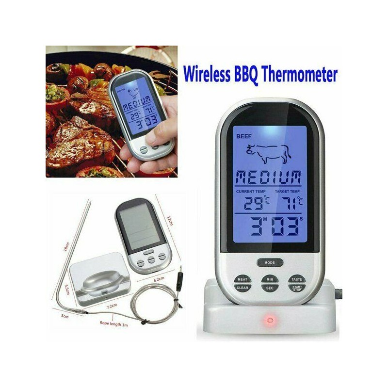 Hell's Kitchen Meat Thermometer Wireless Digital Grilling BBQ Beef Chicken