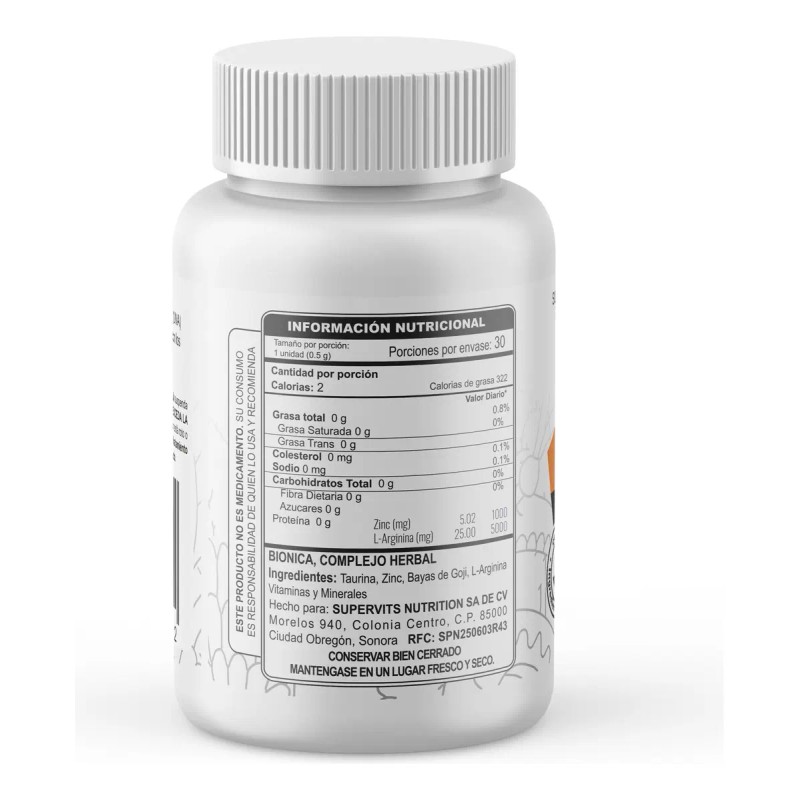 Supervits Bionica Complejo Herbal Suplemento Alimenticio Capsulas Sabor