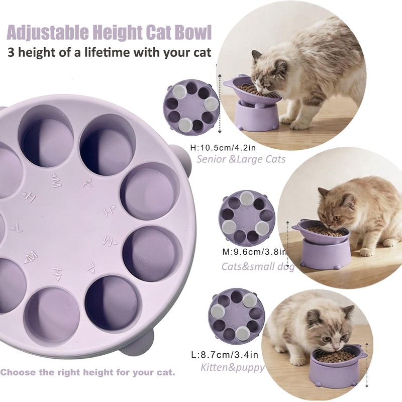 Silicone Slow Feeder Cat Bowl, 5.4'' Elevated Cat Slow Feeder