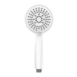 WENKO Young White Shower Head, Durable Universal Hand Shower, Trendy Shower Head with 5 Jet Types, Easy Limescale Cleaning, High-Quality Plastic in White, Diameter 11 cm