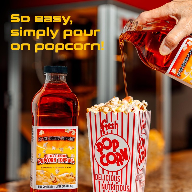 At-The-Movies-Popcorn® Buttery Flavor Popcorn Topping (1 Liter) – Movie Theater