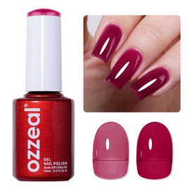 Ozzeal Jelly Gel Nail Polish, Rose Red Jelly Nail Polish Gel Translucent Sheer Spring Summer Soak off UV LED Light for Nail Art DIY Manicure 0.5 Fl Oz