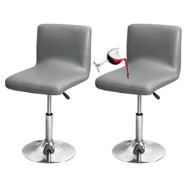 Bifaunvogel Waterproof Bar Stools Cover with Back Stretch PU Barstools Slipcovers Counter Height Bar Stool Covers Protector Square Swivel Barstool Covers for Kitchen Bar Set of 2 Gray