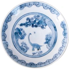 Awasaka EK88-J01 Edokko Dinosaur Ryusansui Dish, Made in Japan, Diameter 6.3 x 1.2 inches (160 x 30 mm)