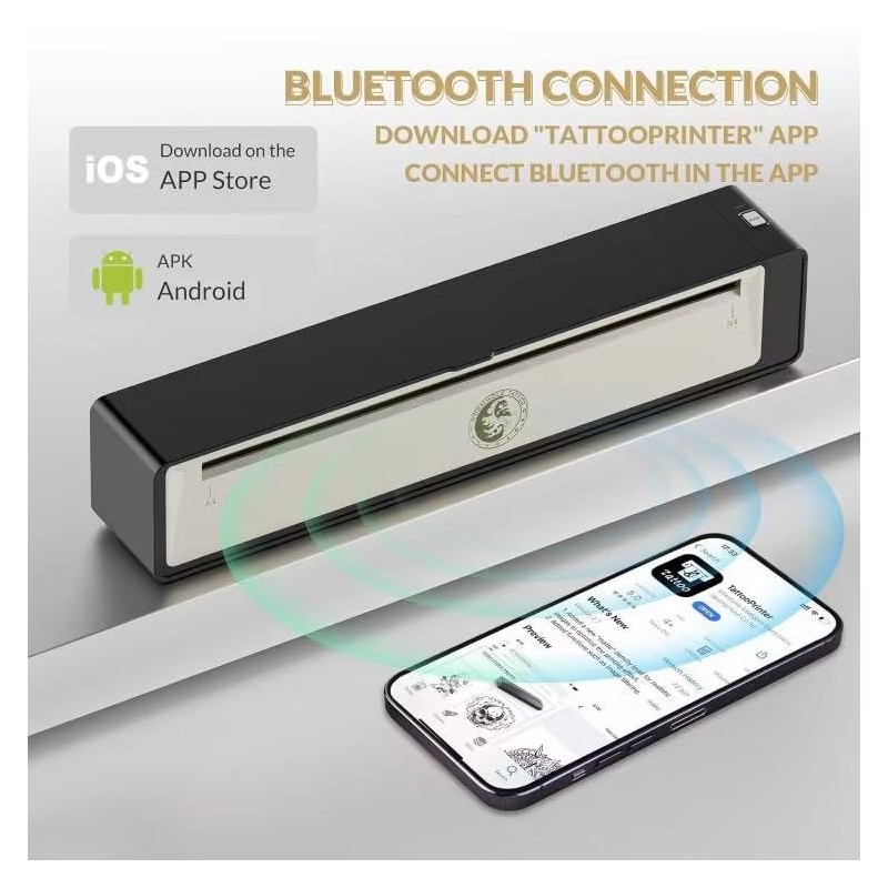 Wormhole Tattoo Wormhole Tattoo Stencil Printer, Wireless Bluetooth Tattoo Printer