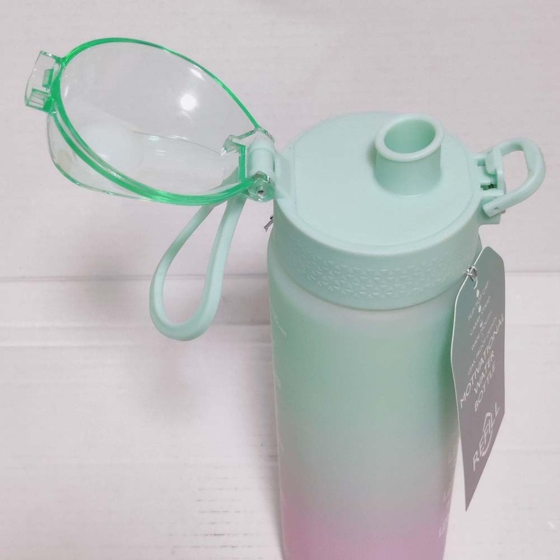 Hydration Water Bottle - Green Top, 1 Litre Graduated, BPA
