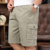 YangguTown Men's Cotton Full Elastic Waist Cargo Shorts Loose Fit