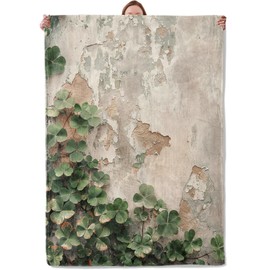 Vintage Clover Leaf Wall Theme Blanket Gifts for Women Girls, Soft Warm Lightweight Flannel Throw Blankets for Living Room Home Sofa Travel Decor 50" x 60"