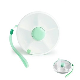 Compartments Reusable Portable Spinning Snack Container with 5 Compartment Dispenser and Lid,Leakproof Spill-Proof for School Work Picnic Travel (Green)