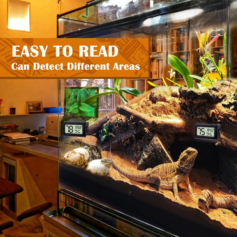 Palksky Bearded Dragon Tank Accessories, 2PCS Reptile Terrarium Thermometer and