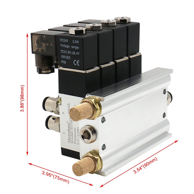 Heschen Electric Pneumatic 4 Solenoid Valve 4V110-06 DC24V PT1/8" 5