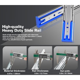 TP-LAIE 26 Inch 200lbs Soft Close Heavy Duty Drawer Slides, Side Mount Rails Full Extension Ball Bearing Cabinet Tool Box Runners Tracks Glides (1 Pair, with M4 Screws)