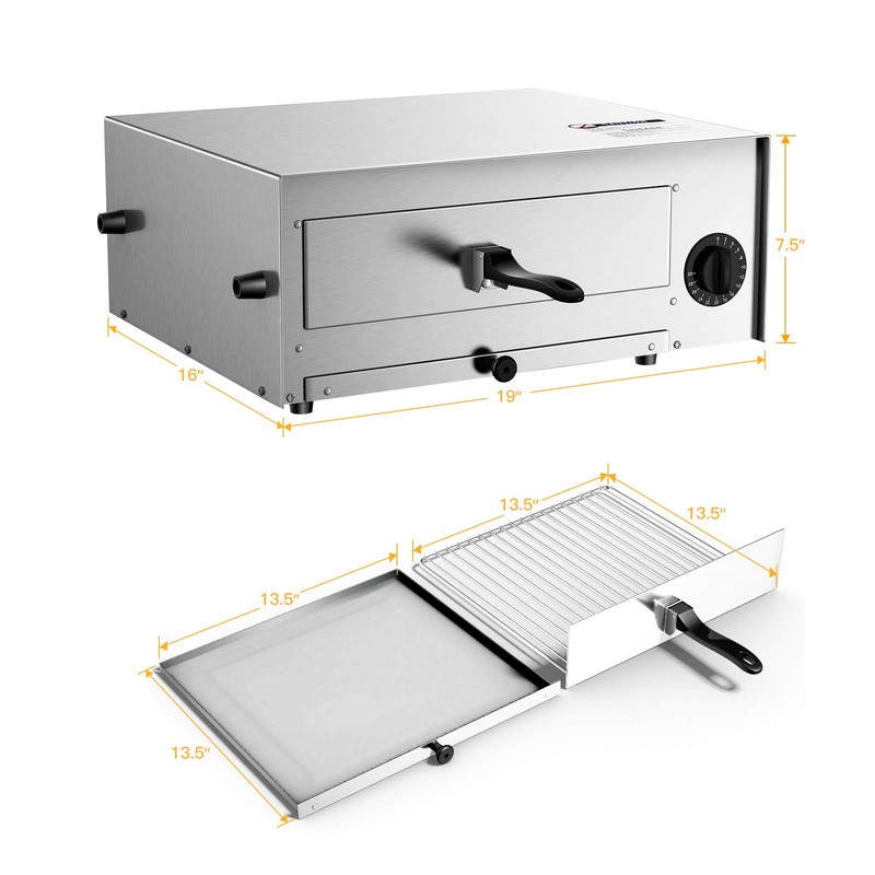 Electric Pizza Oven, Stainless Steel Pizza Baker With Auto Shut-off,