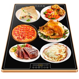 TOPRATED Large Electric Warming Tray(32x18 inch)，Commercial Metal Food Warmer with Thermostat and Full Surface Heating, Food Warming Mat with 8 Temperature Modes for Parties Buffet,Catering Hot Plate