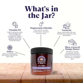 WHOLESOME HIPPY Calm Body Cream with Magnesium, Arnica & Vitamin D3 – Lavender Scented – Nourishing Botanical Moisturizer with Shea, Turmeric & Aloe – 4oz