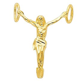 The World Jewelry Center TWJC 14k REAL Yellow Gold Religious Jesus Christ Body Charm Pendant
