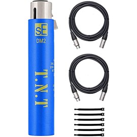 SE Electronics Dynamite Active In-line Microphone Preamp with 28dB Gain Bundle with 2 20-FT XLR Microphone Cables and 7-Pack Cable Ties (DM2)