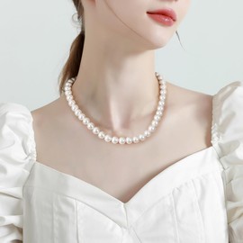 Pearl Necklace Women's 6/8/10 mm, Pearl Necklace Choker Fashion Jewellery Women's Pearl Necklace for Love, Pearl Necklace Women Pearl Necklace Men for Friends, Pearl Necklace Women's Gifts for Women