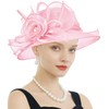 RZTA Women's Kentucky Derby Church Dress Hat Wide Brim Leaf