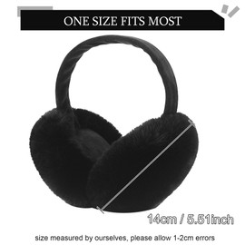 FIHDIOPO Ear Muffs, Women Earmuffs Winter Accessories Fluffy Plush Foldable Adults Outdoor Thermal Ear Warmers Skiing Running Ears Covers Protector from Wind Cold Fashion Gift for Girls Ladies Black
