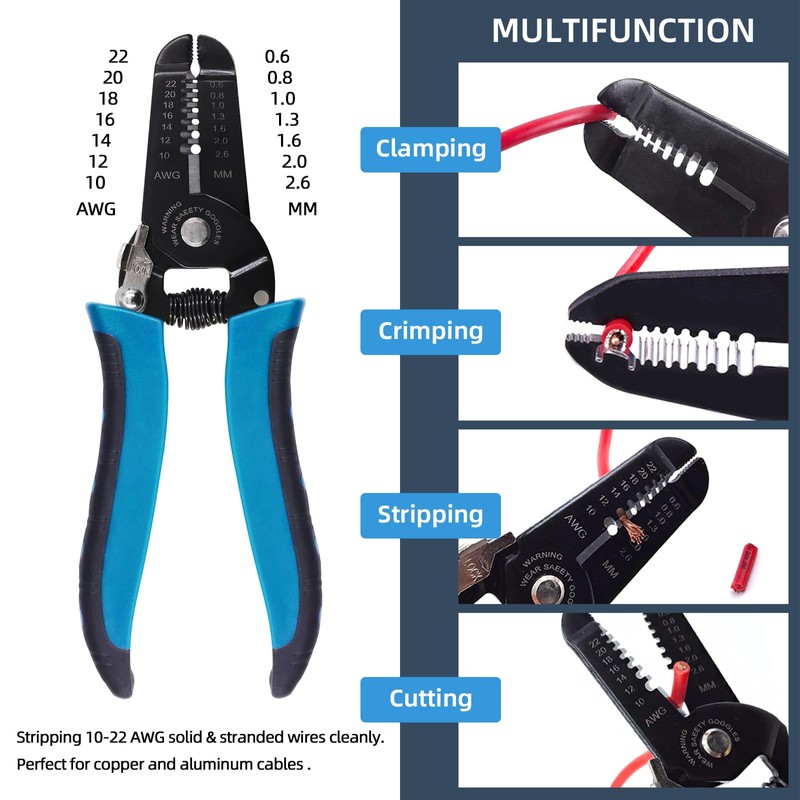 Glarks 3Pcs Wire Stripping Tool and Wire Flush Cutter Set,