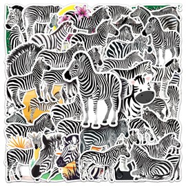 Zebra Stickers 50Pcs Cute Cartoon Jungle Animal Stickers for Skateboard Laptop Water Bottle Luggage Helmet Phone Computer Guitar Car,Vinyl Waterproof Funny Sticker for Teens Girls