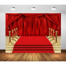 CORFOTO 8x6ft Red Carpet Curtain Backdrop Graduation Prom Large Red Carpet Event Photography Background Film Movie Stars Red Curtain Prom Party Dress Photo Background Studio Prop