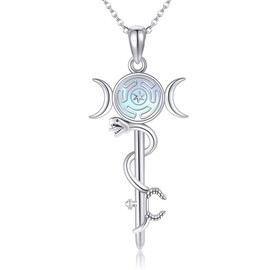 ONEFINITY Hecate Necklace 925 Sterling Silver Wheel Of Hecate Goddess Necklace Wiccan Pagan Jewellery Gifts For Women (Triple Moon Hecate 1)
