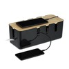 Relaxdays Cable Box for 2 Power Strips, Wooden Lid, Plastic,