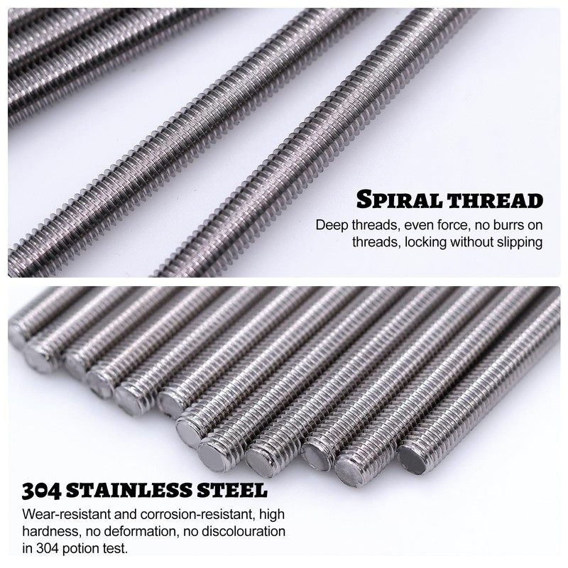 AIMEKE Pack of 12 M8 Threaded Rods, 100 mm Threaded