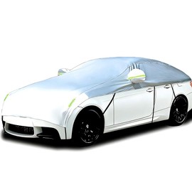 Media Funda Coche Cubierta Parabrisas Funda para Parasol Cubierta para automóviles para Hielo y Nieve Impermeable 210D con algodón (Sedán)
