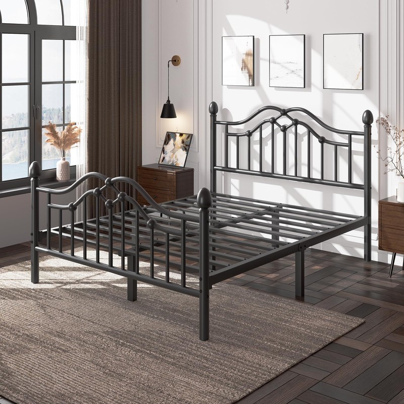 LoVinson Full Bed Frame with Headboard and Footboard, Modern Metal