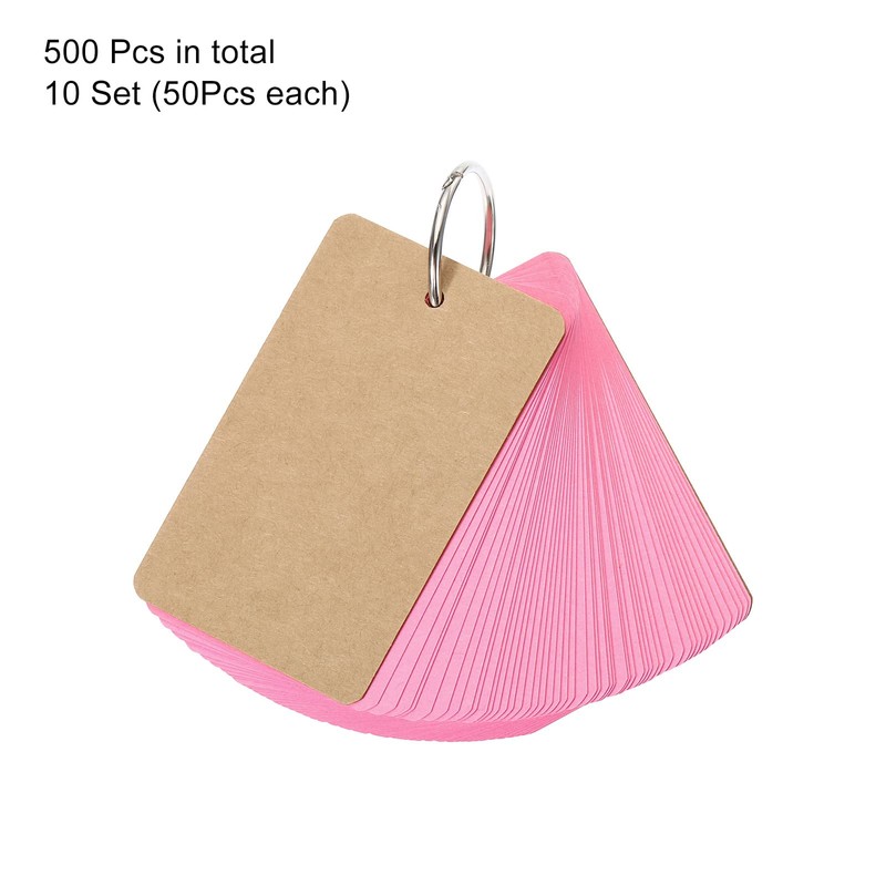 PATIKIL 3.5" x 2" Blank Flash Cards with Rings, 500