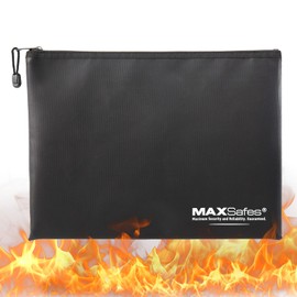 MAXSafes 14.7”x 11.1” Fireproof Document Bags,2200℉ Waterproof and Fireproof Money Bag, Fire Safe Document Bag with Zipper Closure, Protect Cash, Jewellery, Passports, Important Papers and Documents