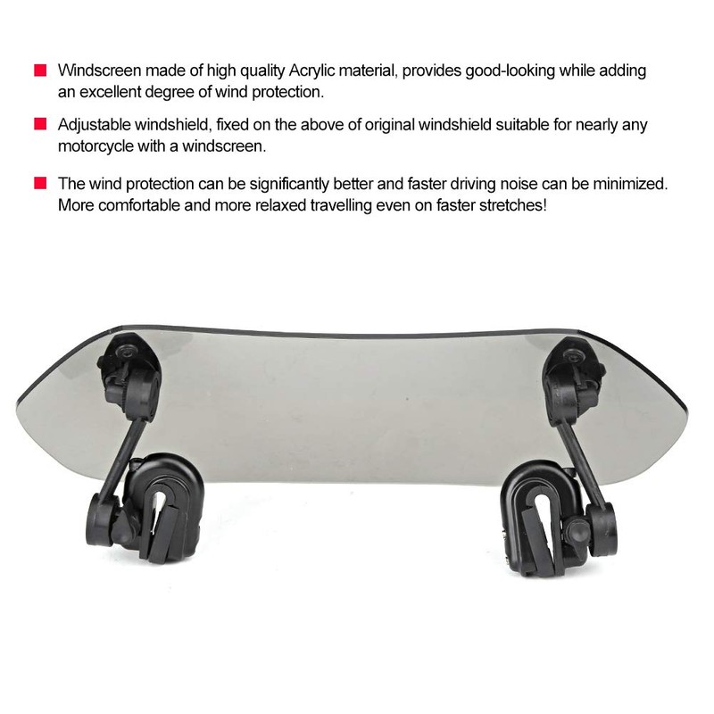 Motorcycle Windshield screen Extension wind deflector, motorbike screen Adjustable Clip