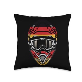 Motocross Dirt Bike BMX Rider Helmet Graphic Motocross Helmet with Flag of Germany Throw Pillow, 16x16, Multicolor
